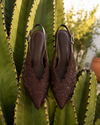 Slingback em Renda Chocolate