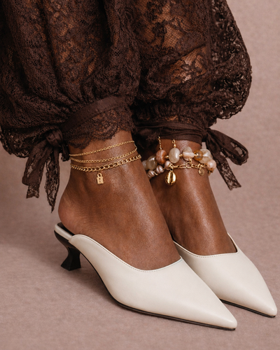 Ivory Sculpted Heel Mule