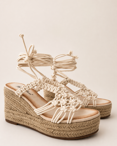 Boho Rope Wedge – Beige