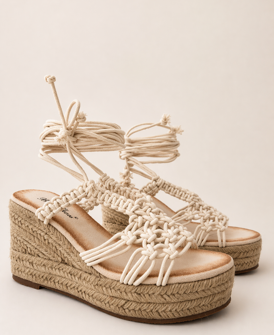 Boho Rope Wedge – Beige