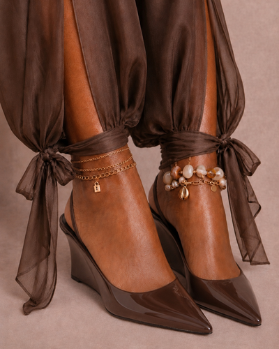 Slingback Wedge Chocolate Gloss