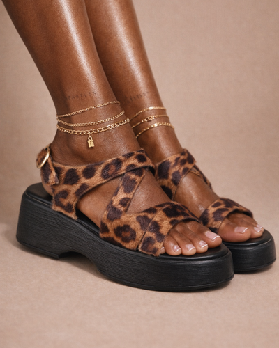Sandalia de plataforma Wild Leopard