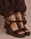 Sienna T-Bar Wedge – Chocolate