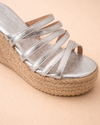 Metallic Strap Espadrille Platform – Silver