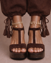 Sienna T-Bar Wedge – Chocolate
