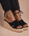 Midnight Macramé Wedge Mule – Black Natural