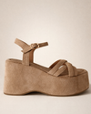 Camel Suede Multi Strap Platform Sandal