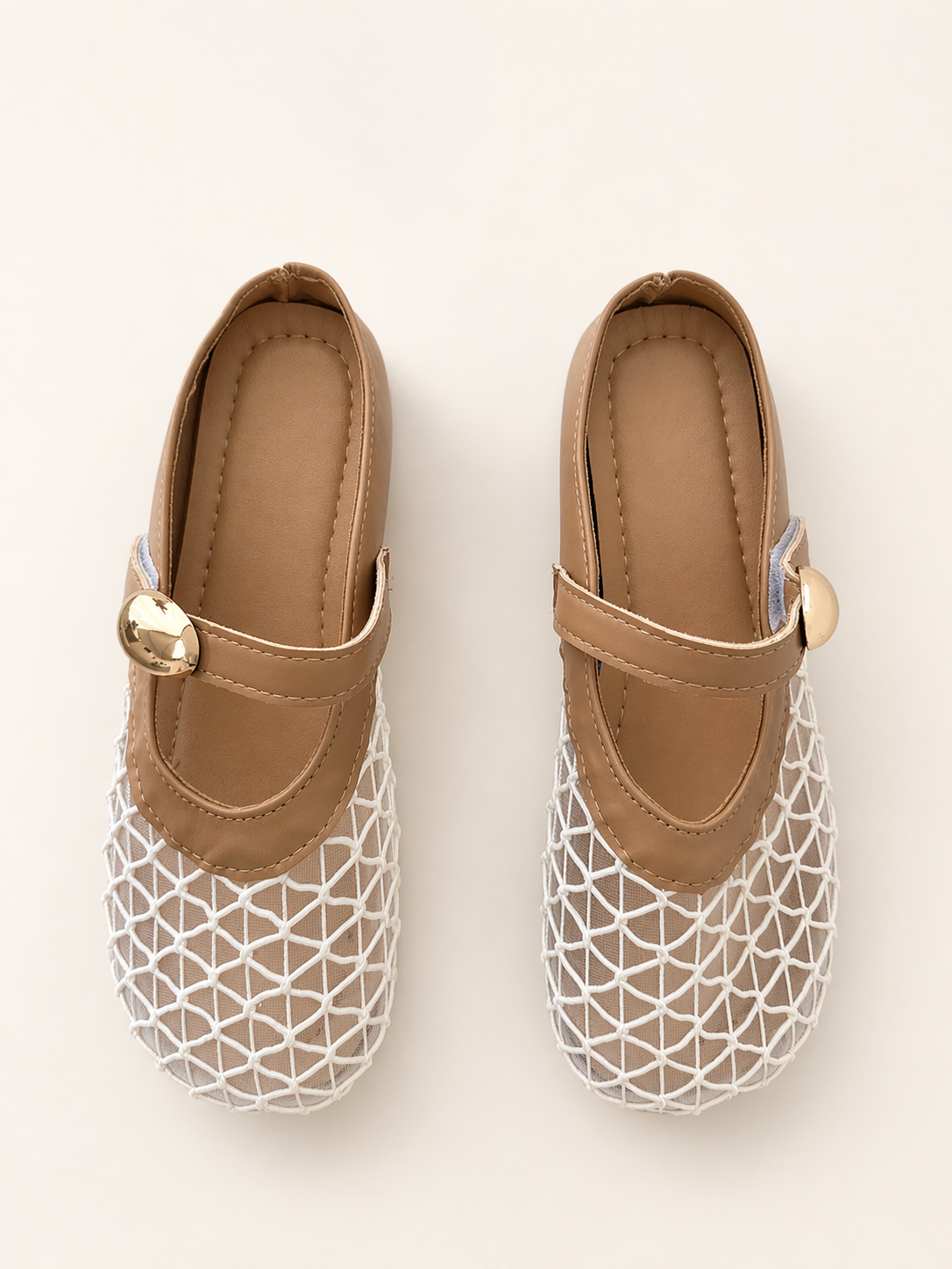 Mesh Mary Jane Flat – Nude & Ivory
