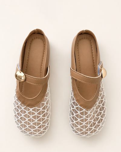 Mesh Mary Jane Flat – Nude & Ivory