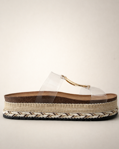 Transparent Gold Raffia Slide