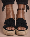 Midnight Macramé Wedge Mule – Black Natural