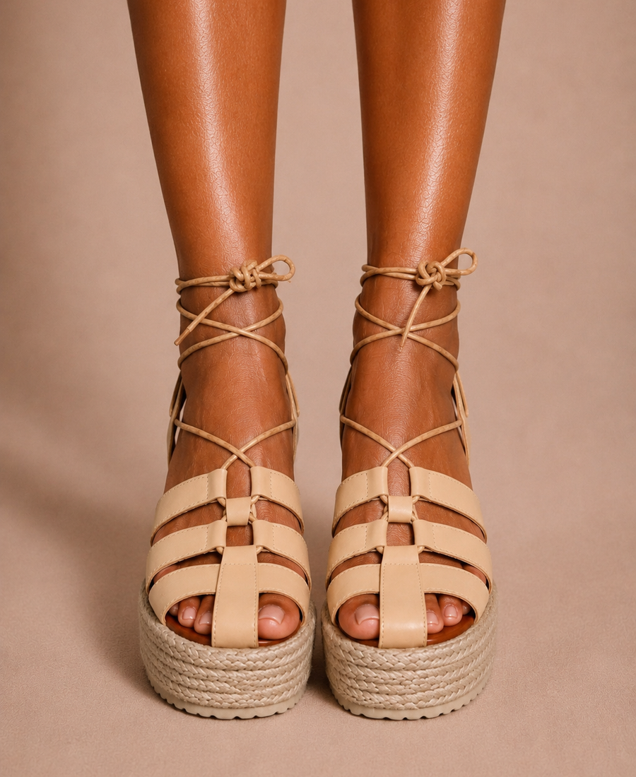 Évora Premium Platform Sandal Camel Nude