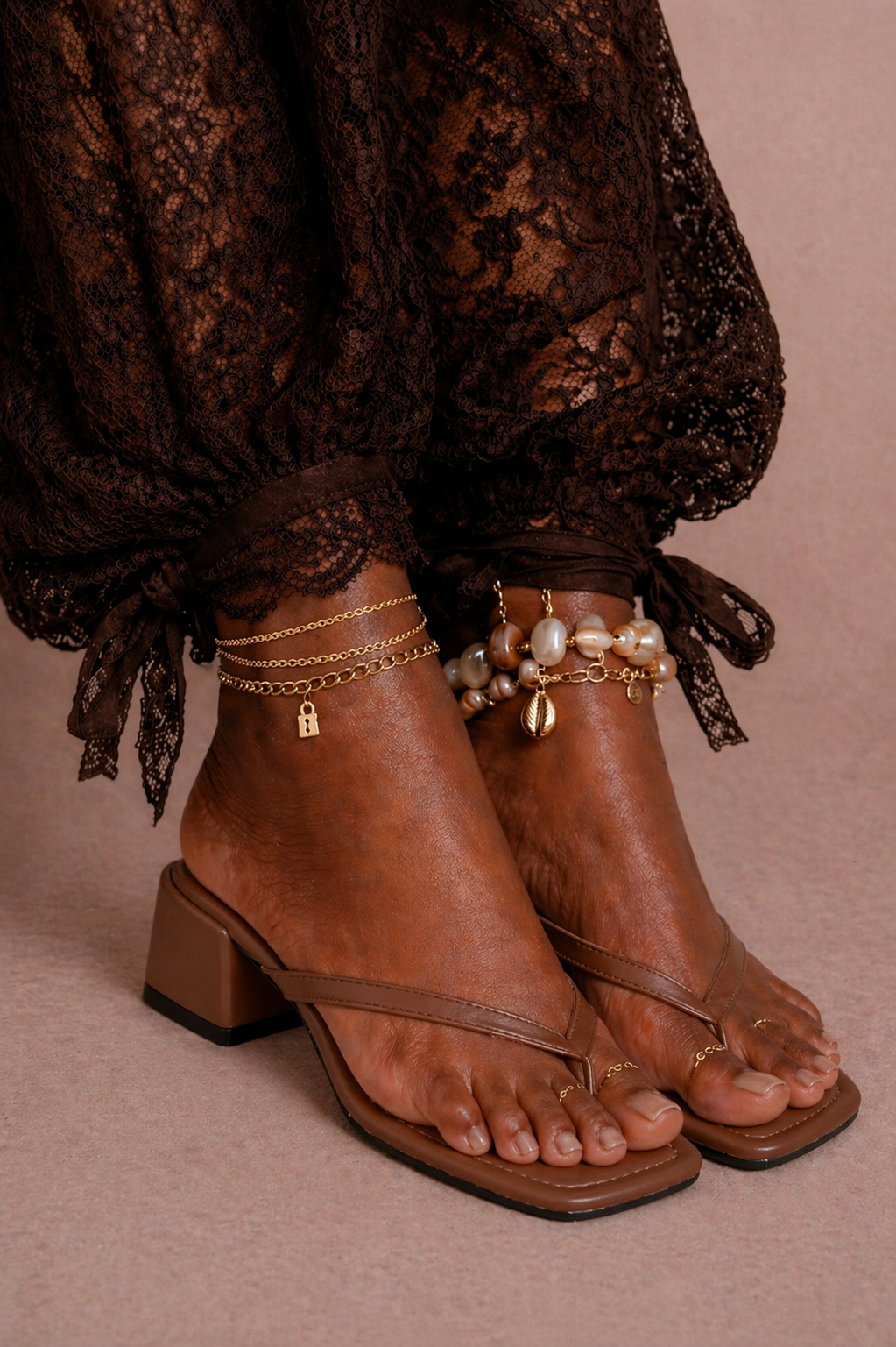 Luna Block Heel Sandal – Brown