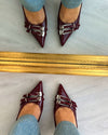 Bordeaux Verniz Double Buckle Luxe
