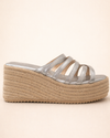 Metallic Strap Espadrille Platform – Silver