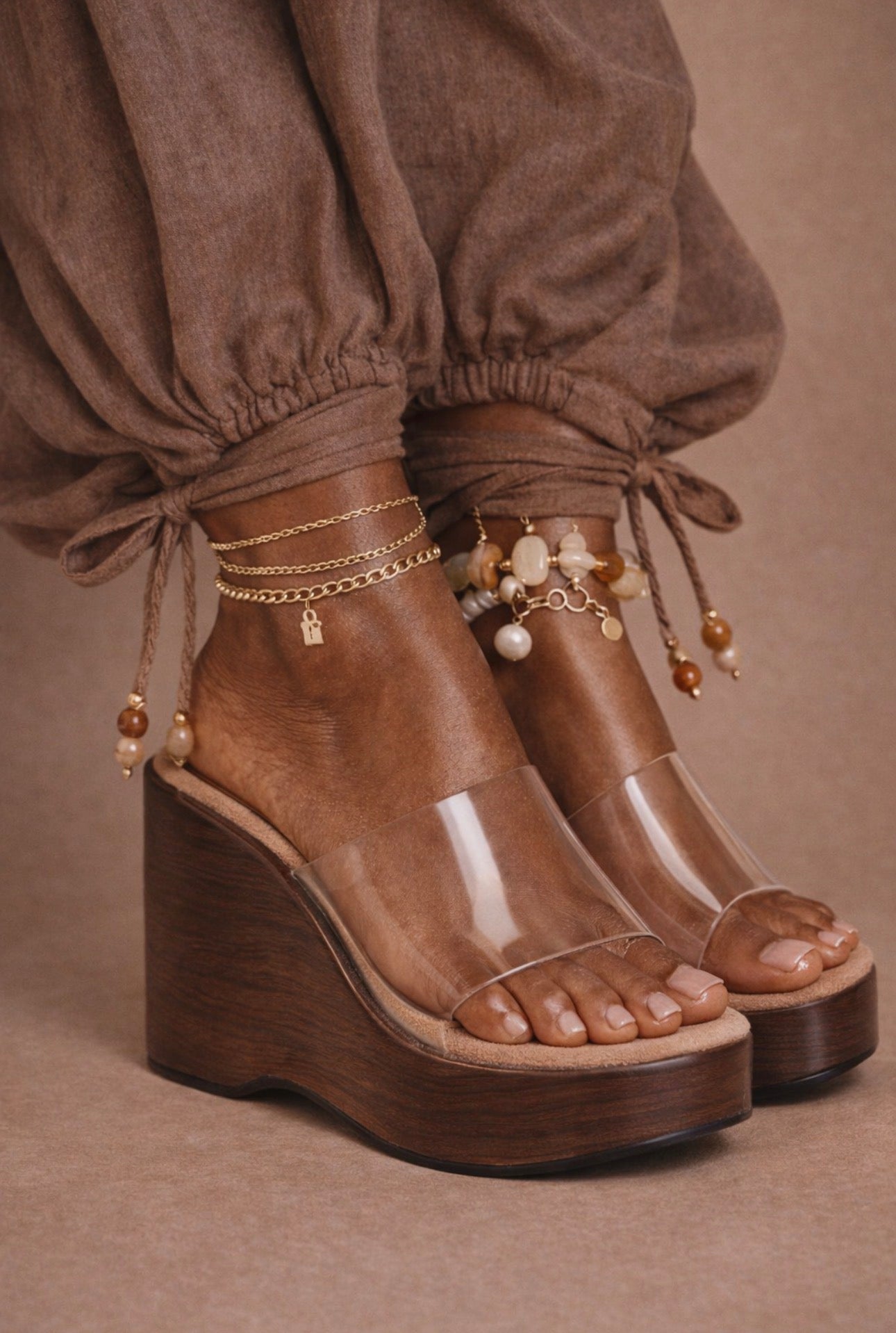 Clear Muse Wedge – Nude