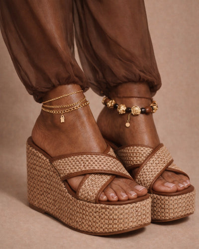 Sandália Crystal Chain Caramel
