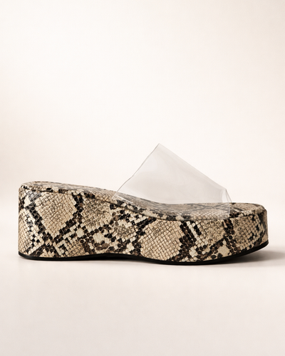 Sandalia de cuña transparente Python