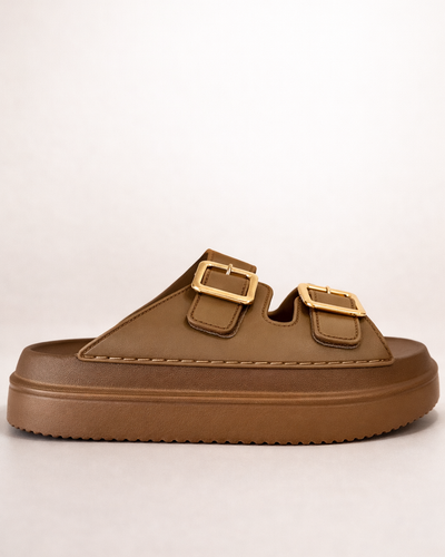 Taupe Buckle Platform Sandal