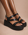 Black Minimal Strap Platform Sandal