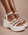 White Jewel Strap Platform Sandal