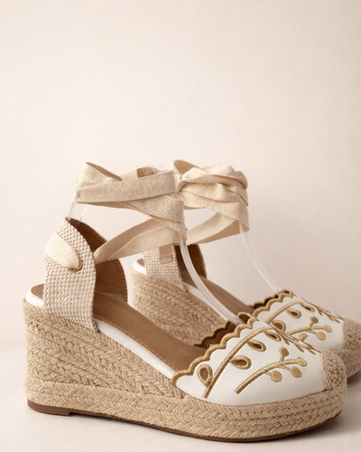 Boho Embroidery Espadrille Wedge
