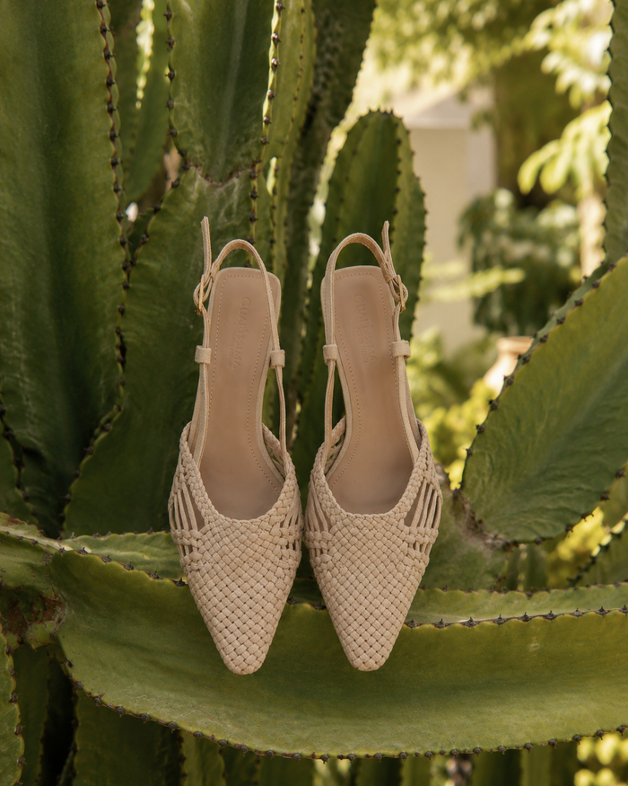Sahara Woven Heel – Nude Beige
