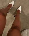 Mule con tacco scolpito avorio