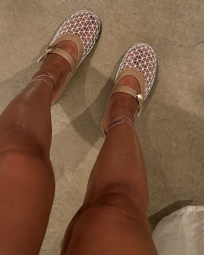 Mesh Mary Jane Flat – Nude & Ivory