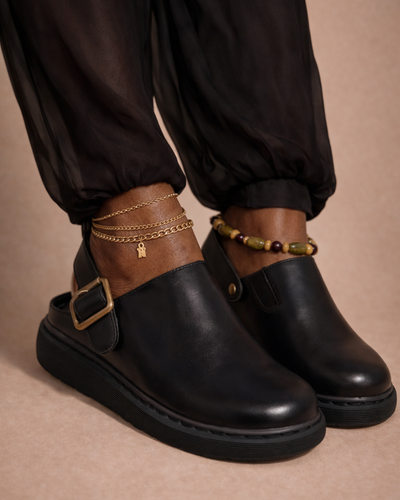 Mule Preto Buckle Urban Luxe