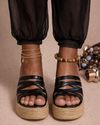 Black Strap Espadrille Wedge – Classic Noir