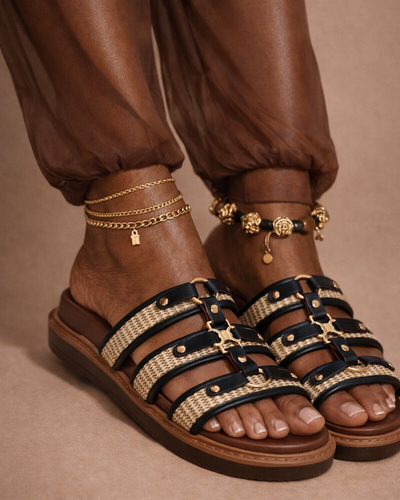 Sandalia Plana Heritage — Camel Trenzado