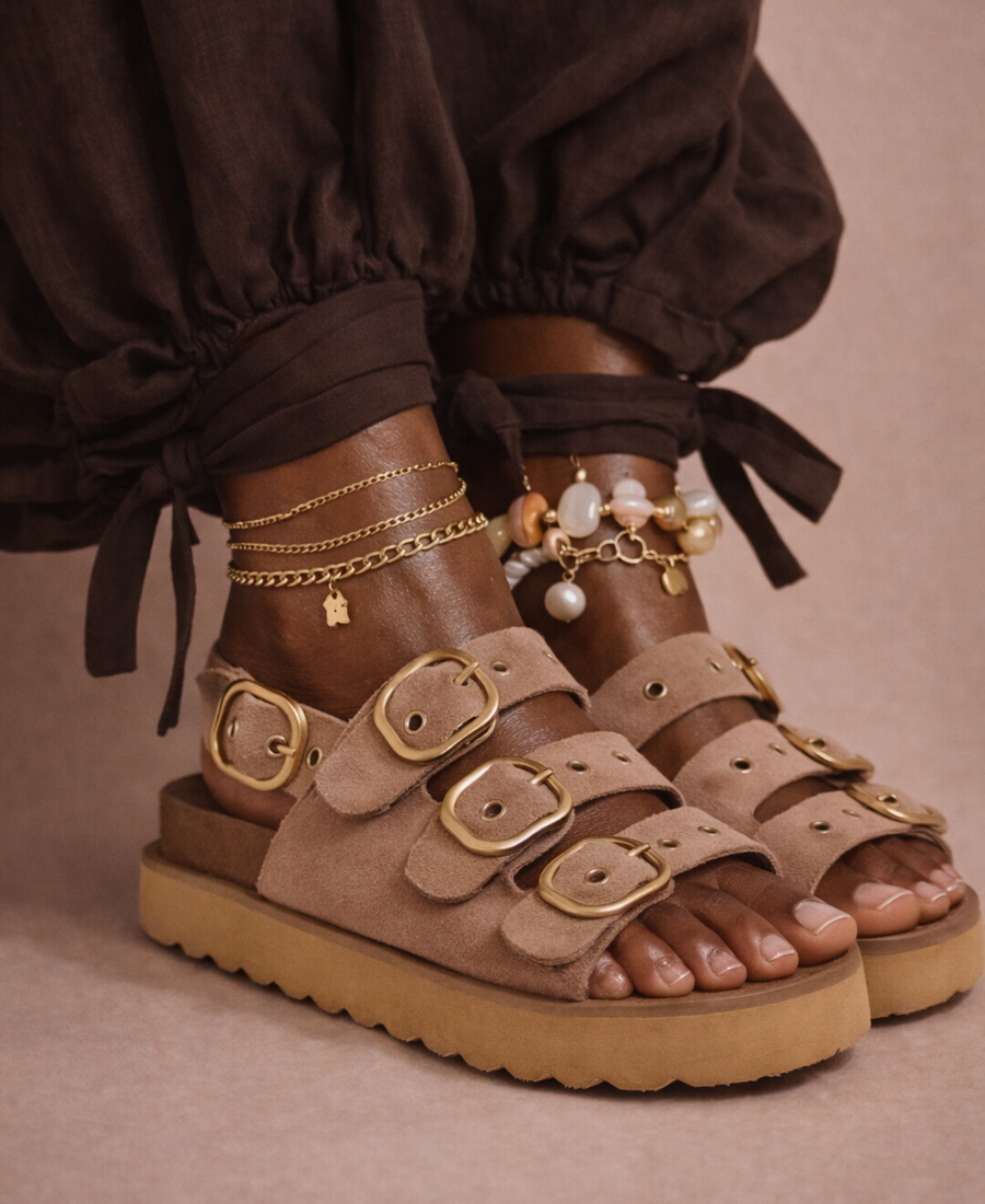 Nude Gold Buckle Sandal
