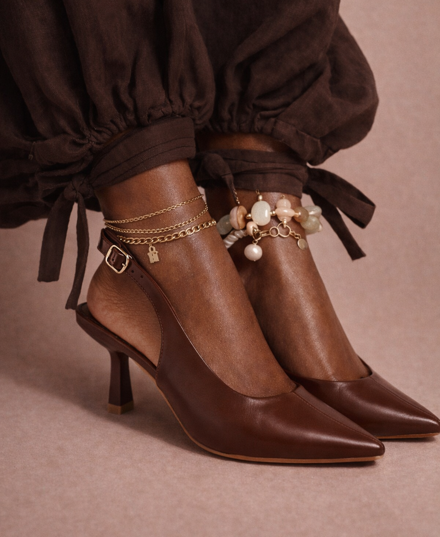 Sculpted Slingback Pump – Cognac Brown