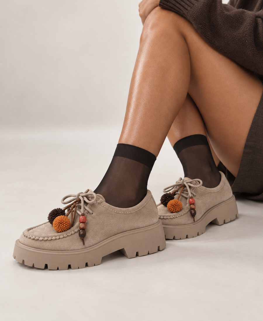 Mocassins Camel Boho Tassel