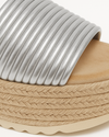 Metallic Ribbed Platform Mule – Silver Espadrille