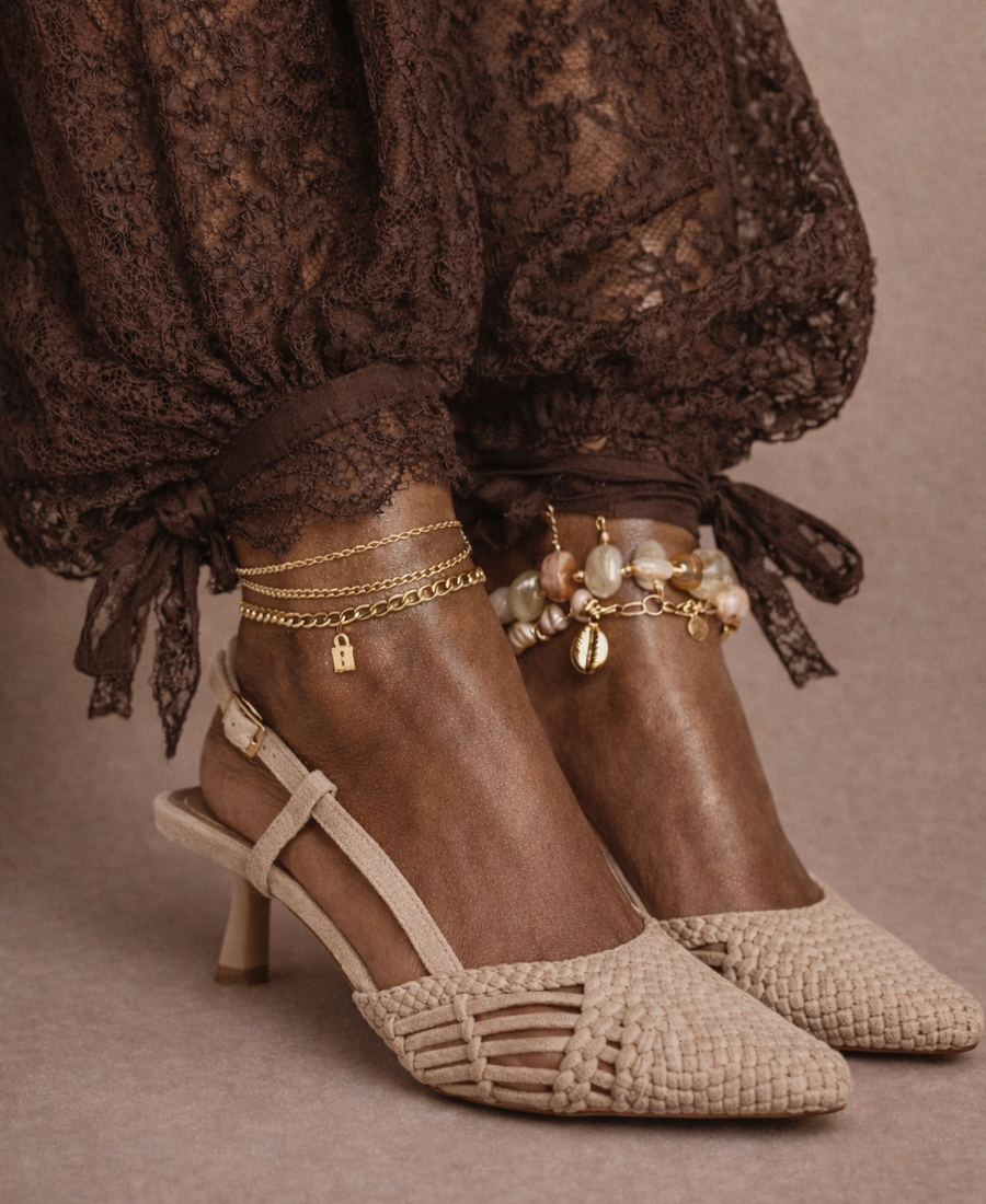 Sahara Woven Heel – Nude Beige