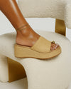 Natural Raffia Platform Slide – Sand