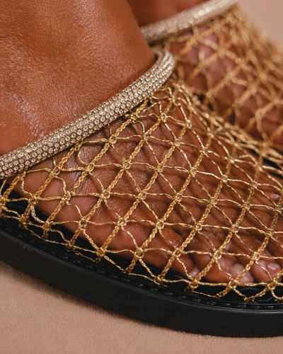 Golden Mesh Mule – Beige