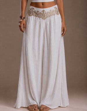 Golden Paisley Linen Pants – Exclusive