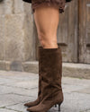 Chocolate Kitten Heel Boots