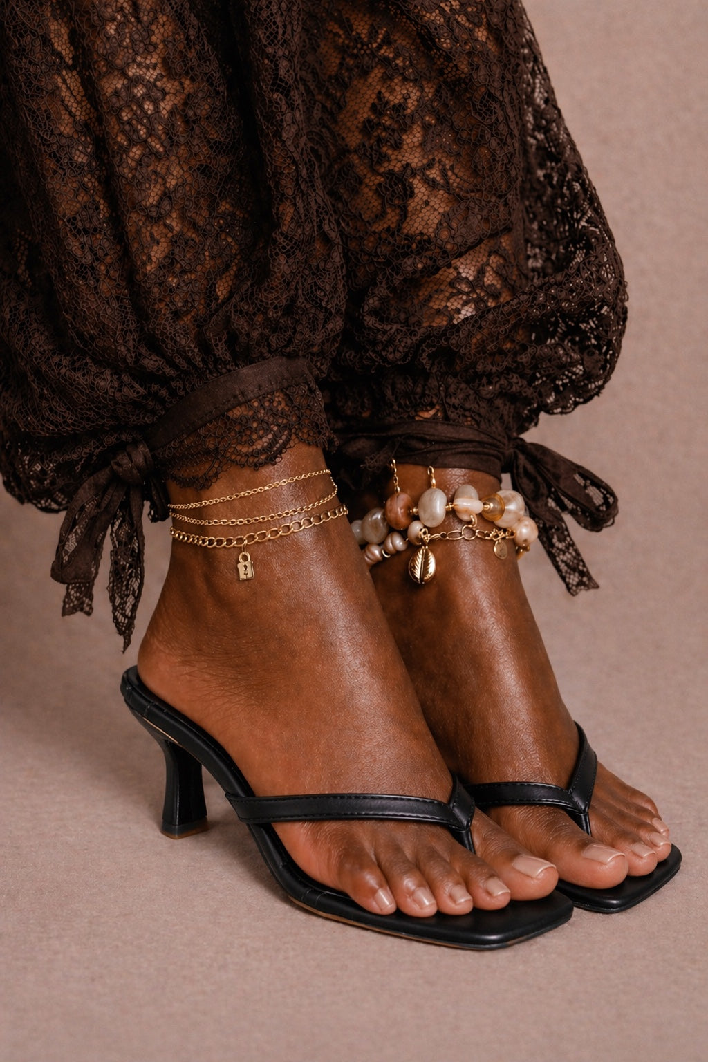 Muse Toe Ring Heeled Sandal Black