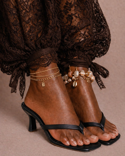 Muse Toe Ring Heeled Sandal Black