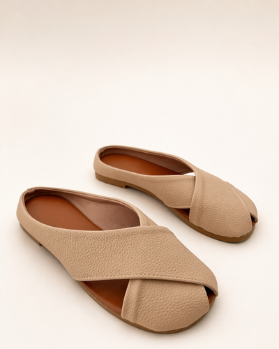 Beige Cross Flats