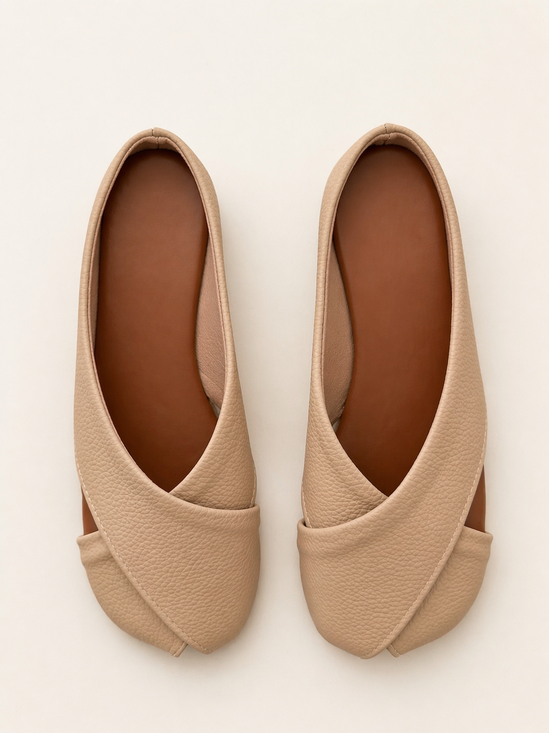 Beige Cross Flats