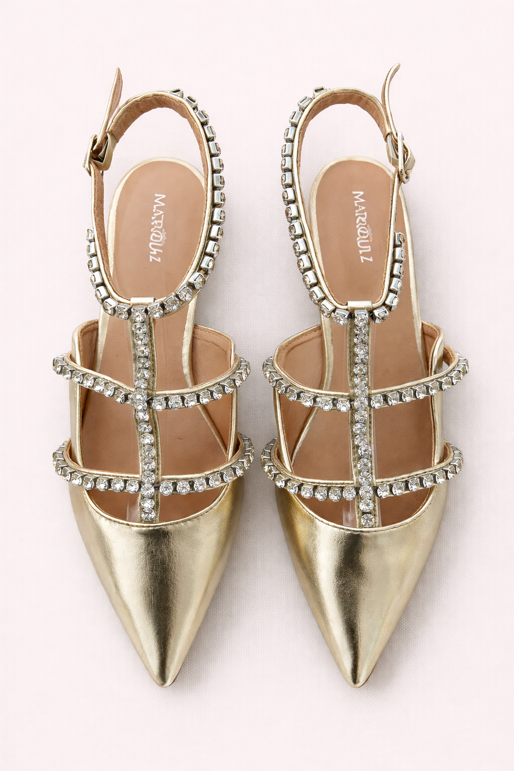 Sabrina dourada com tiras de brilhantes