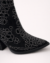 Bota vaquera de gamuza calada con micro-brillantes