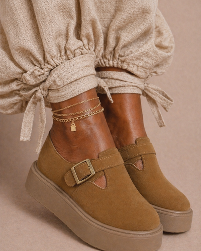 Suede Buckle Platform Shoes