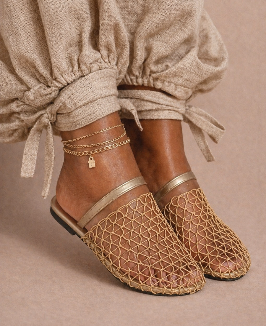 Net Weave Mule Flats