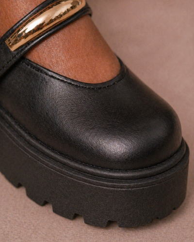 Chunky Platform Mary Jane – Gold Detail